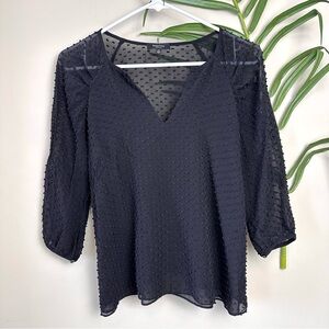 Babaton Swiss Dot Silk Blend Black Blouse